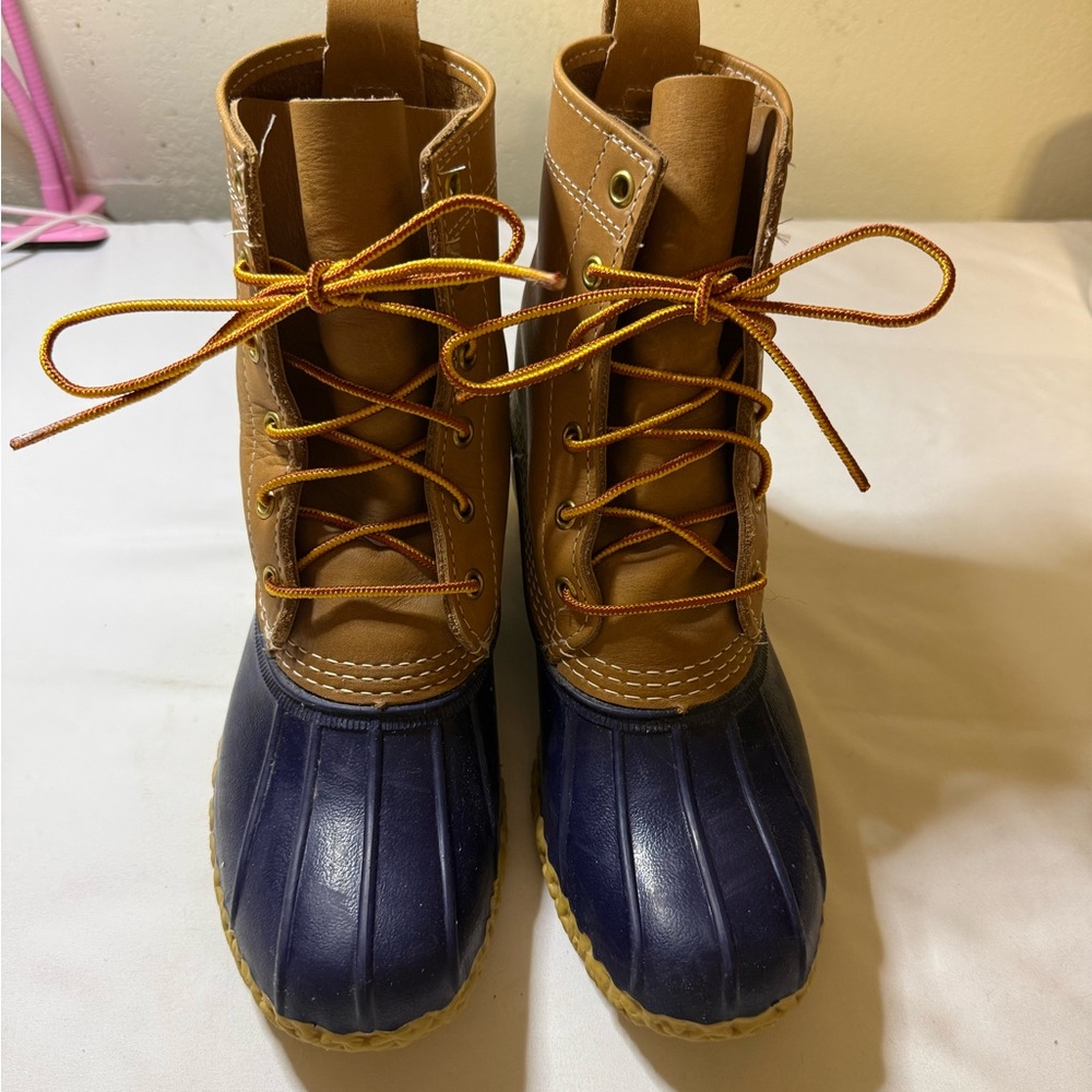 L.L. Bean Tan and Navy Winter Boots